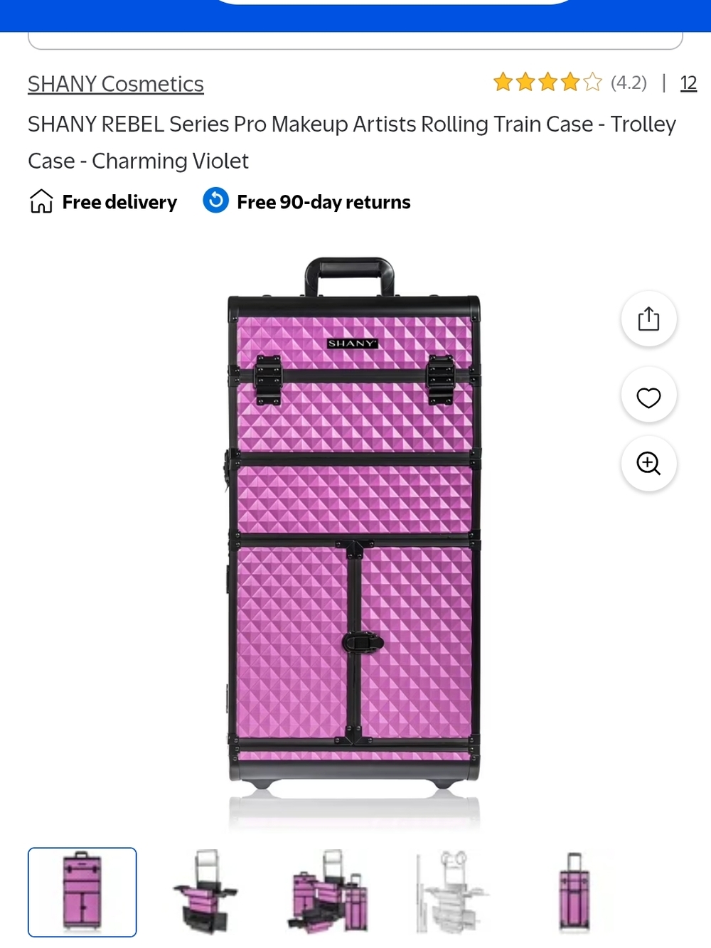 SHANY Pink Rolling Makeup Train Case - Professional Cosmetic Organizer